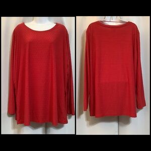 Joe Fresh Top Women’s Size 2X Long Sleeve Round Neck Red